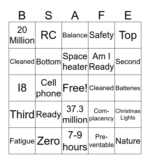 Q4 Safety Bingo Card