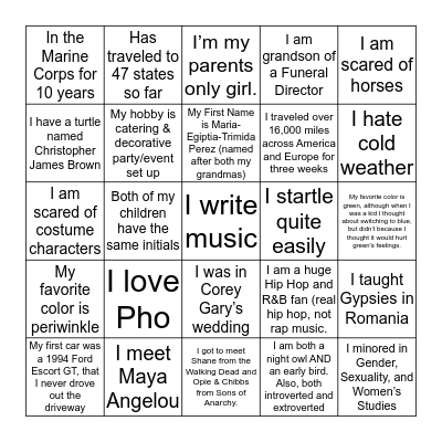 Team Building  Bingo Card