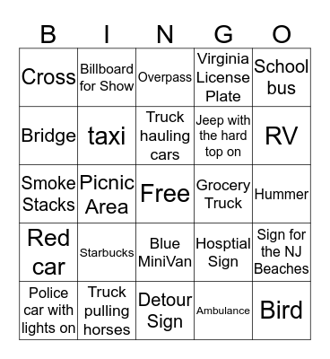 SJRCS HSA Bus Bingo!! Bingo Card