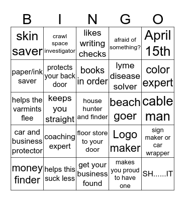 BNI Alpharretta Acclelerators Bingo Card