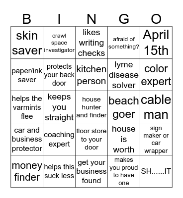 BNI Alpharretta Acclelerators Bingo Card