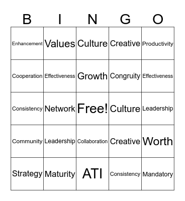 Faculty Development Bingo Card