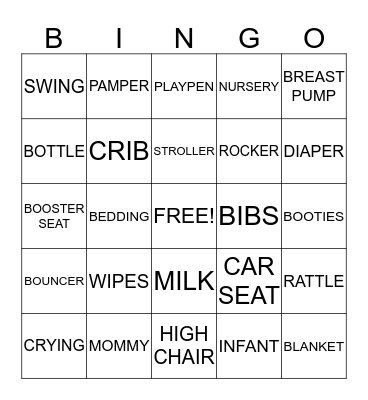 Keiahna's Baby Shower Bingo Card