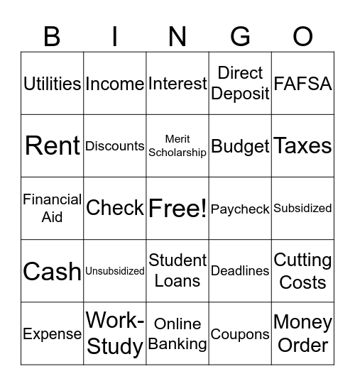 Chapter 14: Money Bingo Card