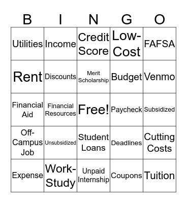 Chapter 14: Money Bingo Card