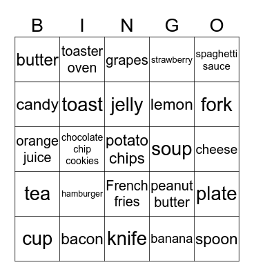 ASL GROCERY LIST Bingo Card