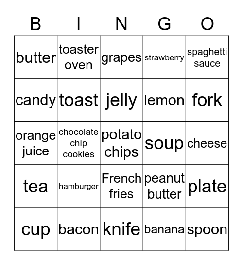 ASL GROCERY LIST Bingo Card