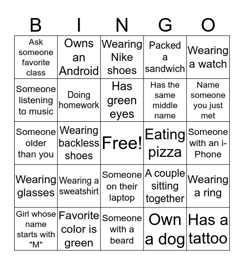 Human Bingo Card