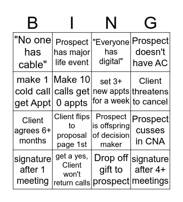 Sales Bingo  Bingo Card