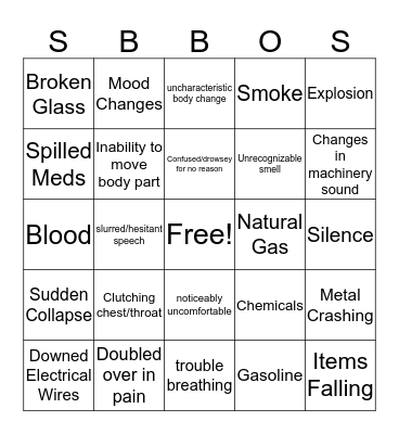 Recognizing an Emergency Bigno Bingo Card
