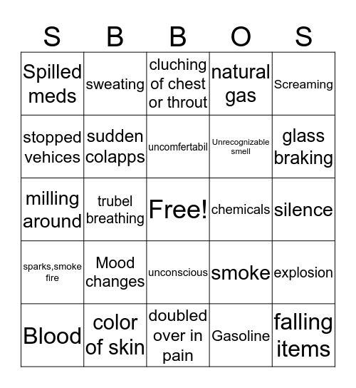 Recogonizing an emergonzcy Bingo Card