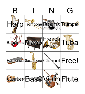 Musical Instruments  Bingo Card