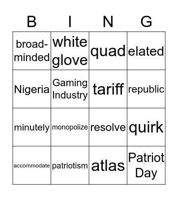Word Wizard Bingo Card