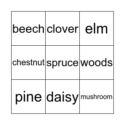 PLANTS Bingo Card