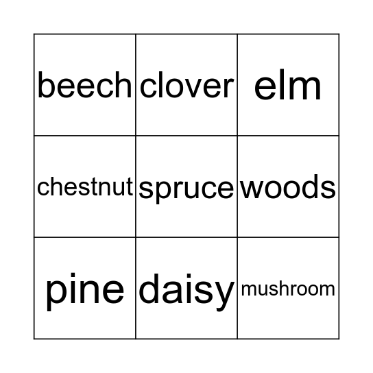 PLANTS Bingo Card