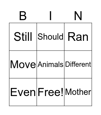 Bingo! Bingo Card