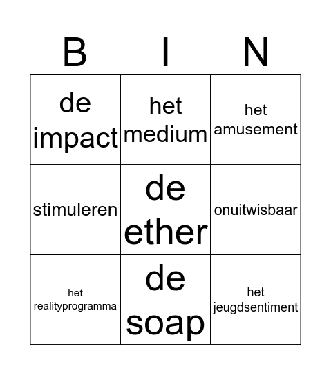 les 1 Bingo Card