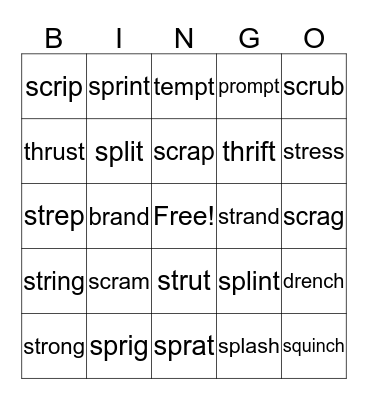 Step 2 3-letter blends Bingo Card
