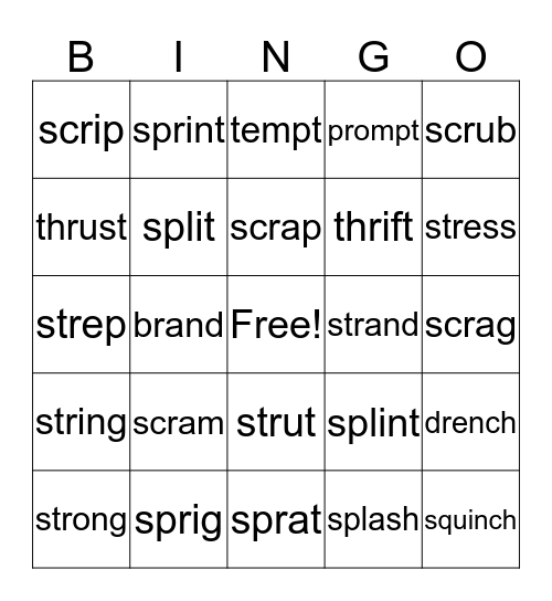 Step 2 3-letter blends Bingo Card