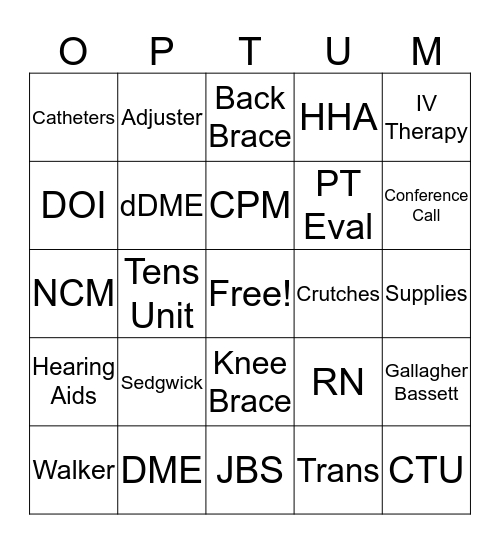 OPTUM BINGO Card