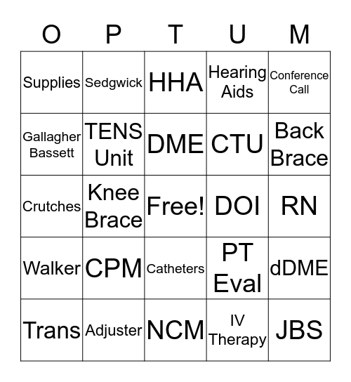 OPTUM BINGO Card