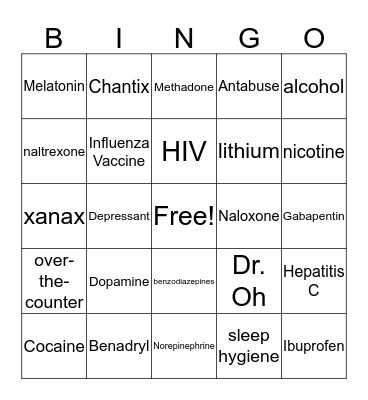 Pill Box Bingo Card