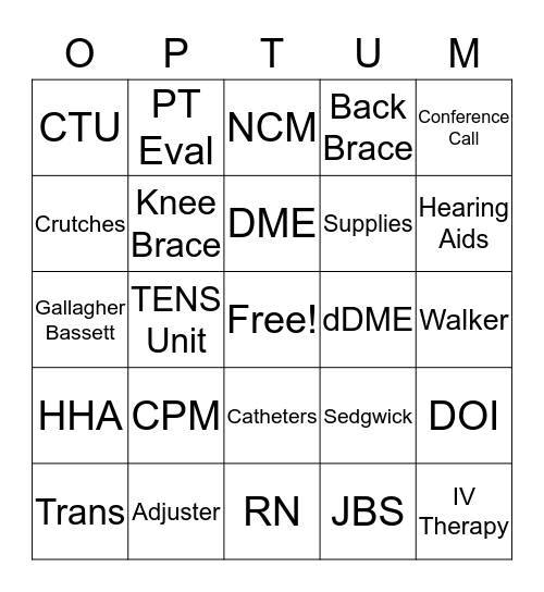 OPTUM BINGO Card