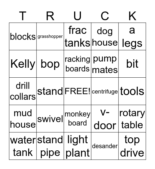 Rig Chasers Bingo Card