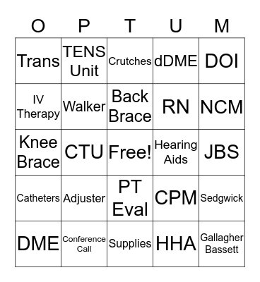 OPTUM BINGO Card