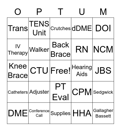 OPTUM BINGO Card