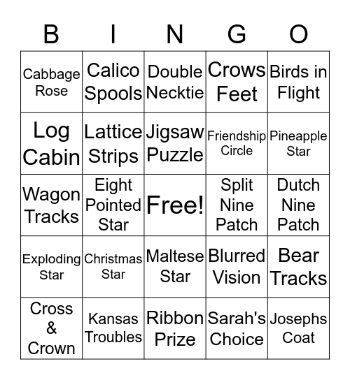 SS  Bingo Card