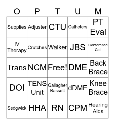 OPTUM BINGO Card