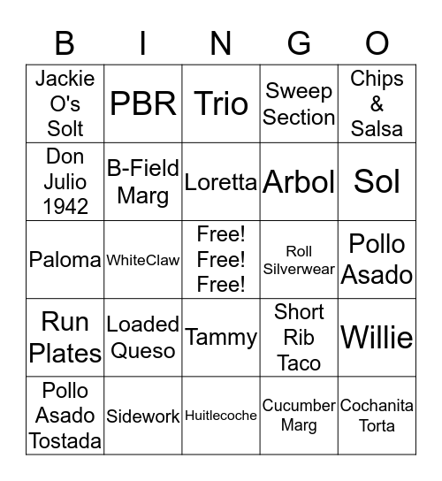 B-FIELD BINGO! Bingo Card