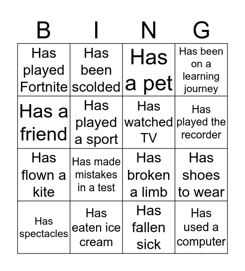 The Gratitude Card Bingo Card