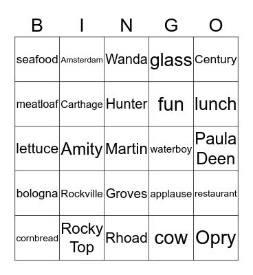 American Agri Tours Bingo Card