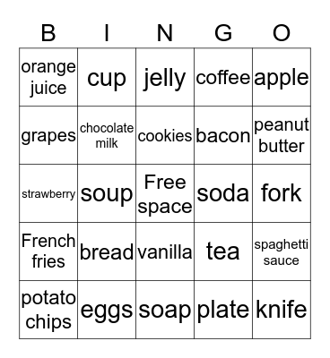 ASL - GROCERY LIST Bingo Card