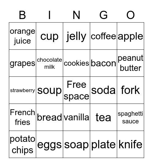 ASL - GROCERY LIST Bingo Card