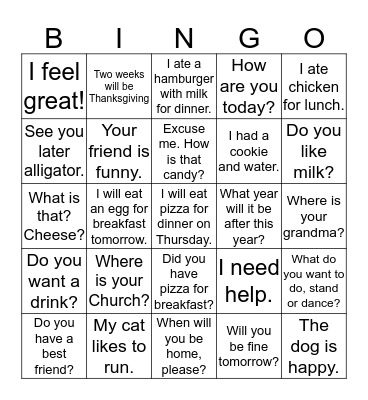 More Sign Language BINGO Card