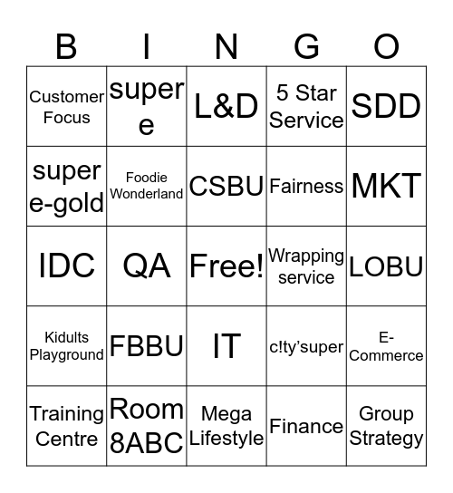 CSG - 2018 Staff Forum (Office) Bingo Card