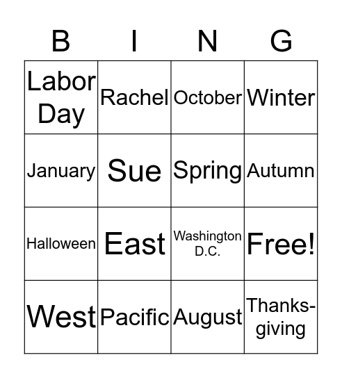 Speech Group Bingo Card