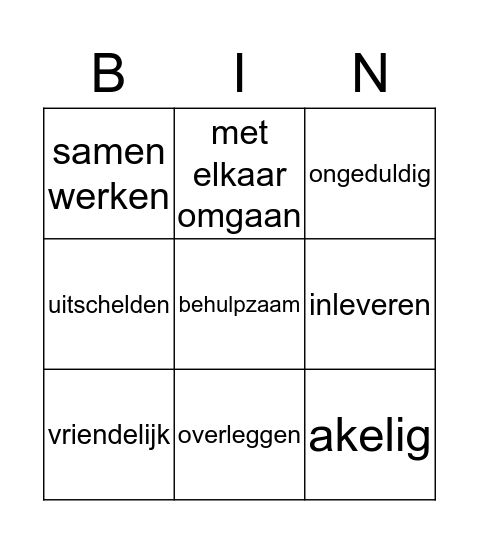 Thema 3 deel 2 Bingo Card