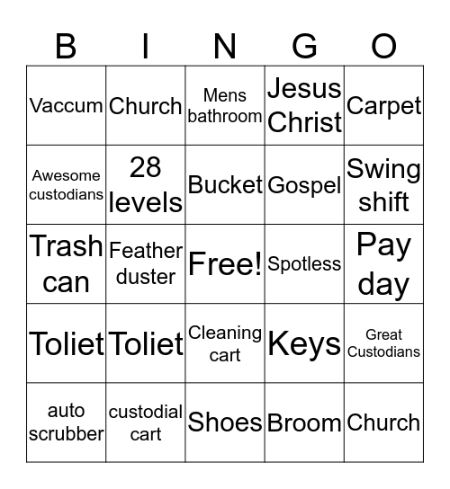 Custodial appreciation Bingo Card