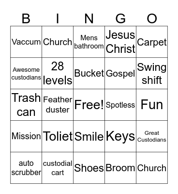 Custodial appreciation Bingo Card