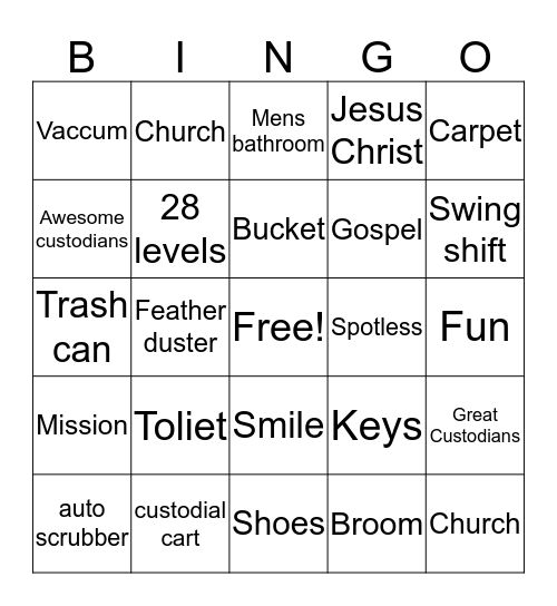 Custodial appreciation Bingo Card