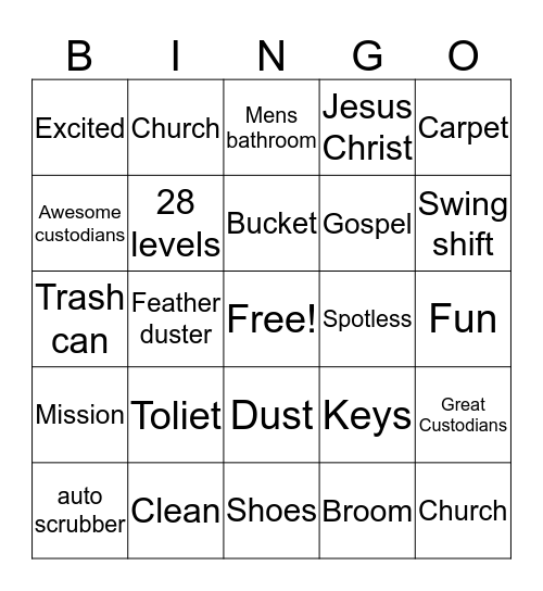 Custodial appreciation Bingo Card