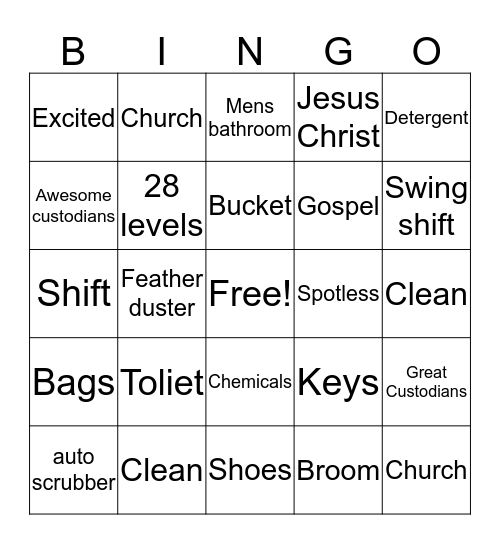 Custodial appreciation Bingo Card