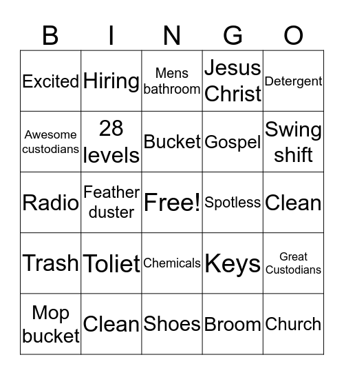 Custodial appreciation Bingo Card