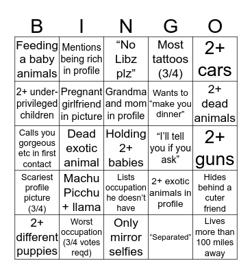 Bumble Bingo Card