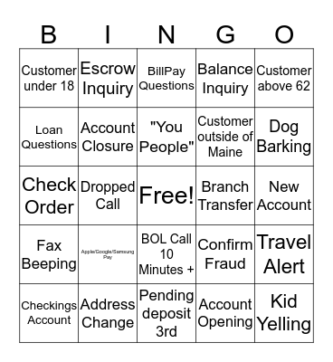 Bangor Support Bingo Card