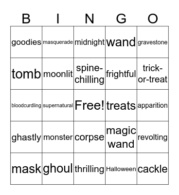 Spoopy Bingo Card